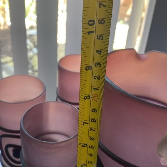 A  five piece set of purple art glass pitcher and glasses - Picture 13 of 16